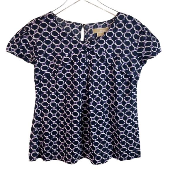 Michael Michael Kors Interlocking Rings Linen Blouse Top Size 10P - Picture 1 of 9